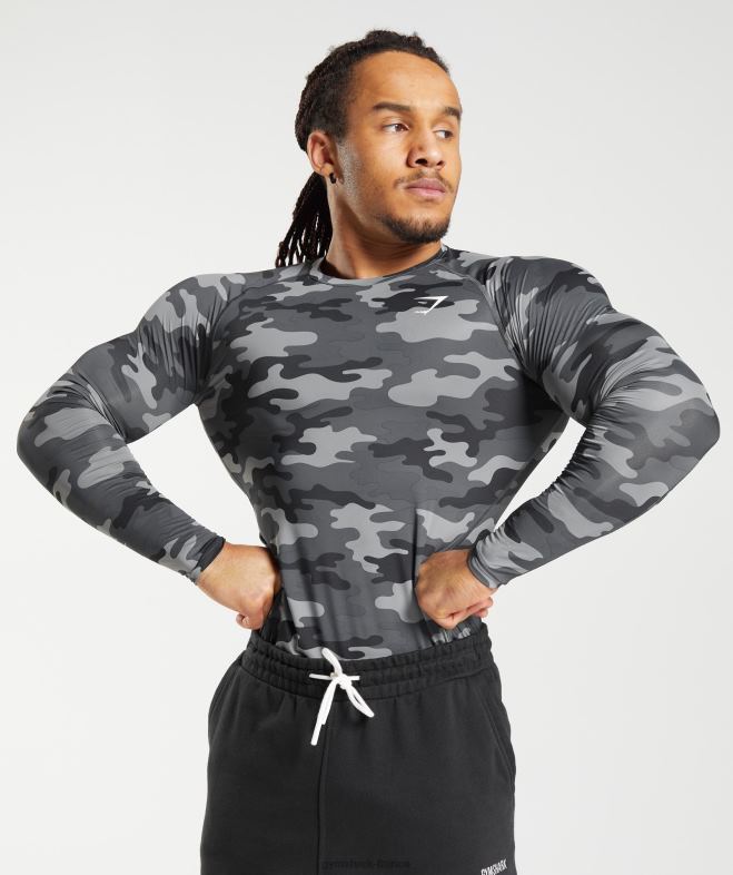 Gymshark haut à manches longues et sous-vêtement Element imprimé gris Hommes 6HF28690
