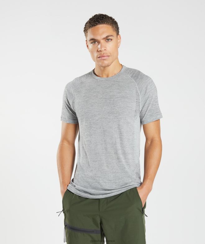 Gymshark reprendre le t-shirt sans couture gris clair/noir chiné Hommes 6HF28634