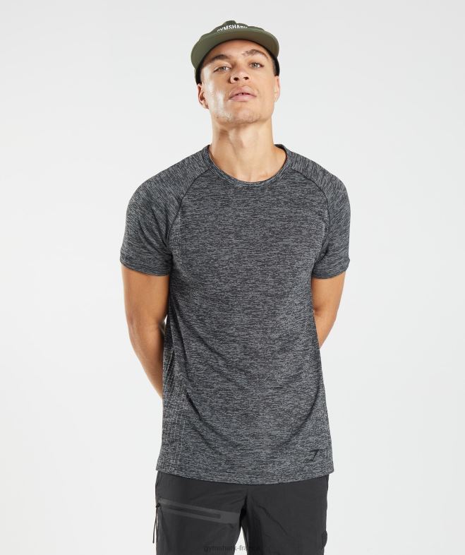Gymshark reprendre le t-shirt sans couture noir/blanc chiné Hommes 6HF28636