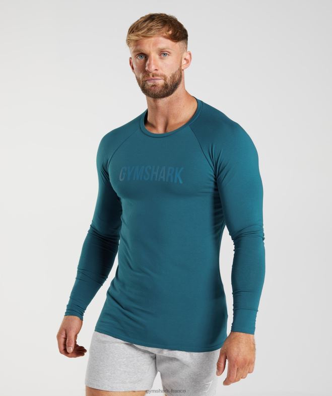 Gymshark t-shirt apollo à manches longues bleu atlantique Hommes 6HF28747