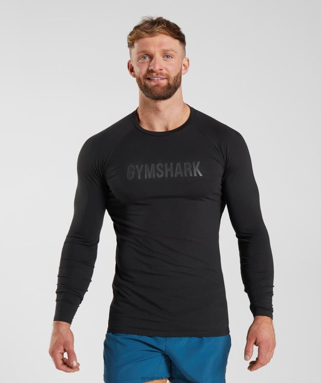 Gymshark t-shirt apollo à manches longues noir Hommes 6HF28731