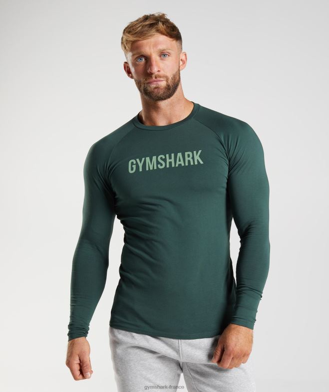Gymshark t-shirt apollo à manches longues vert obsidienne Hommes 6HF28754