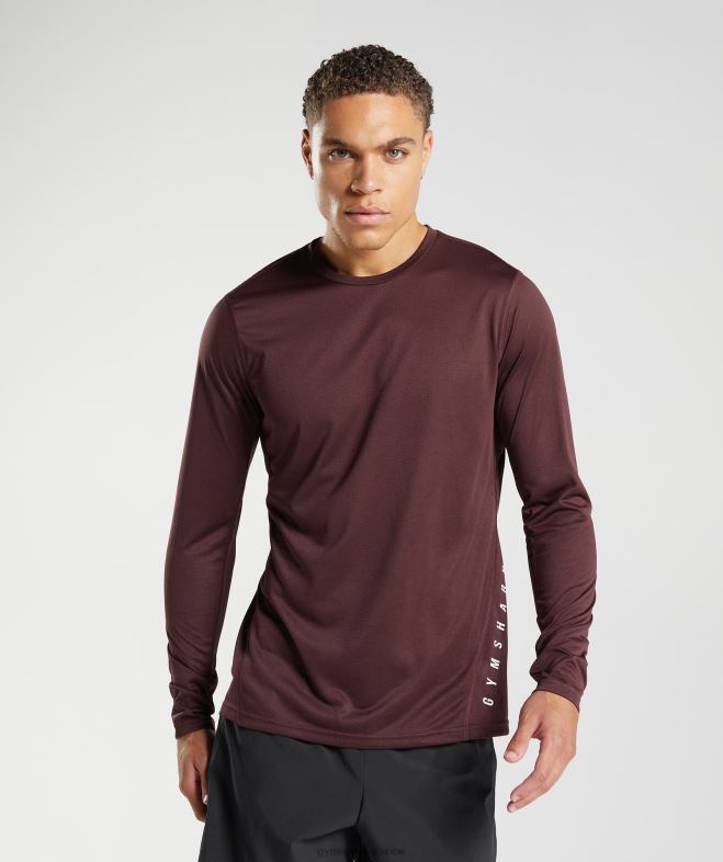 Gymshark t-shirt de sport à manches longues marron cuit/marne noire Hommes 6HF28681