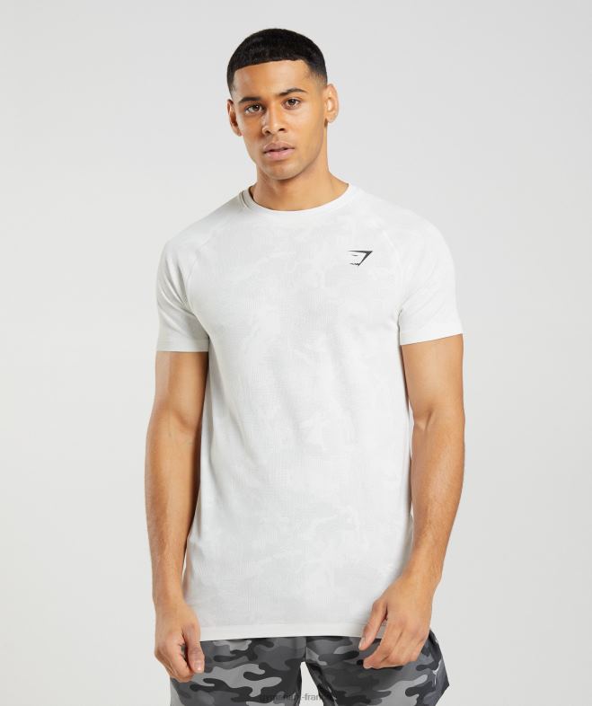 Gymshark t-shirt géo sans couture blanc/gris clair Hommes 6HF28577