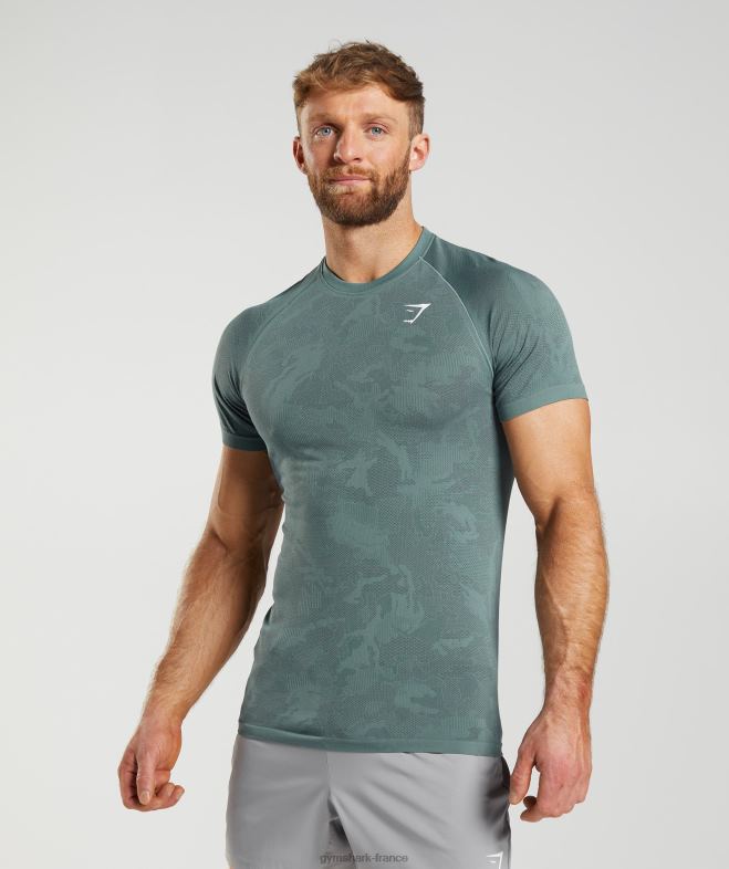 Gymshark t-shirt géo sans couture bleu tonnerre/gris cosmique Hommes 6HF28737