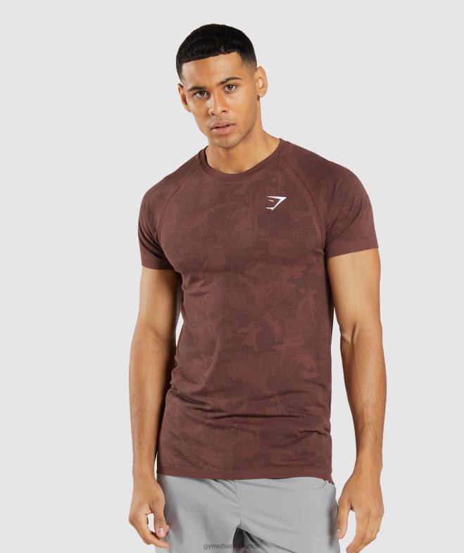 Gymshark t-shirt géo sans couture marron cerise/noir Hommes 6HF28674