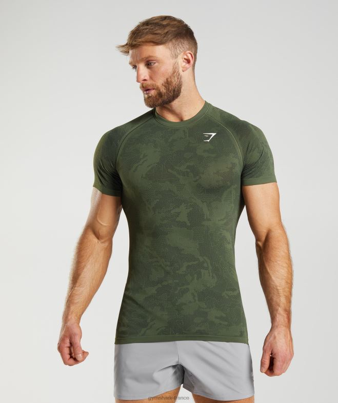 Gymshark t-shirt géo sans couture âme olive/noir Hommes 6HF28645