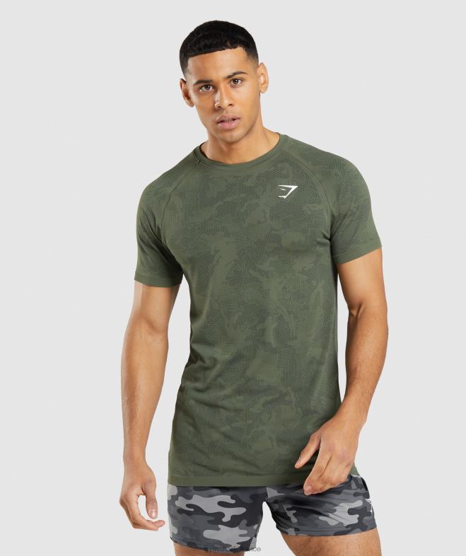 Gymshark t-shirt géo sans couture âme olive/noir Hommes 6HF28658