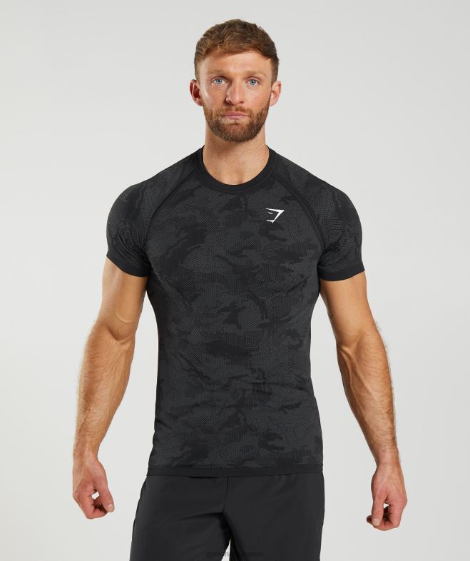 Gymshark t-shirt géo sans couture noir/gris anthracite Hommes 6HF28575