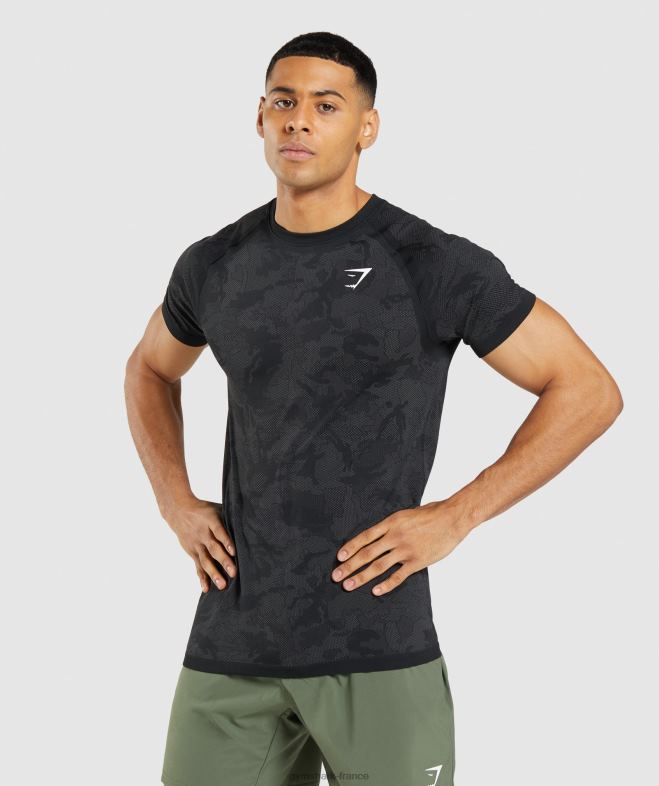 Gymshark t-shirt géo sans couture noir/gris anthracite Hommes 6HF28635