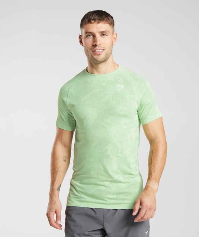 Gymshark t-shirt géo sans couture vert aloès/vert thé Hommes 6HF28609