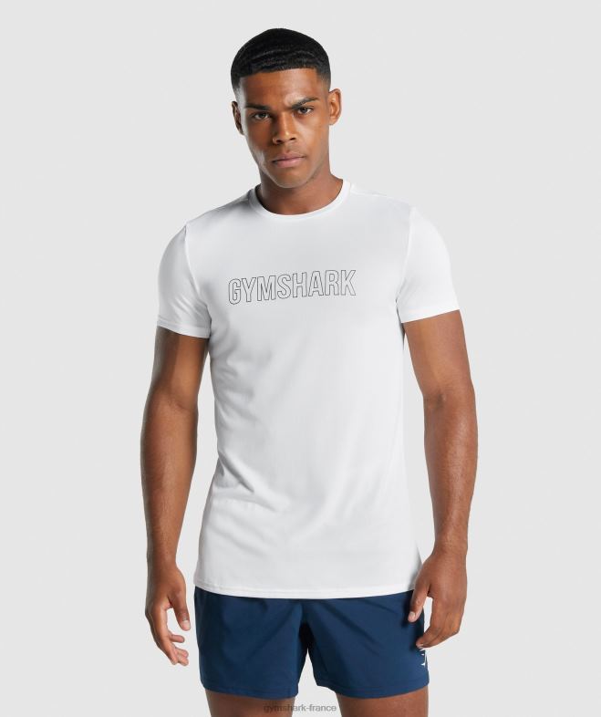 Gymshark t-shirt graphique d'arrivée blanc Hommes 6HF28666