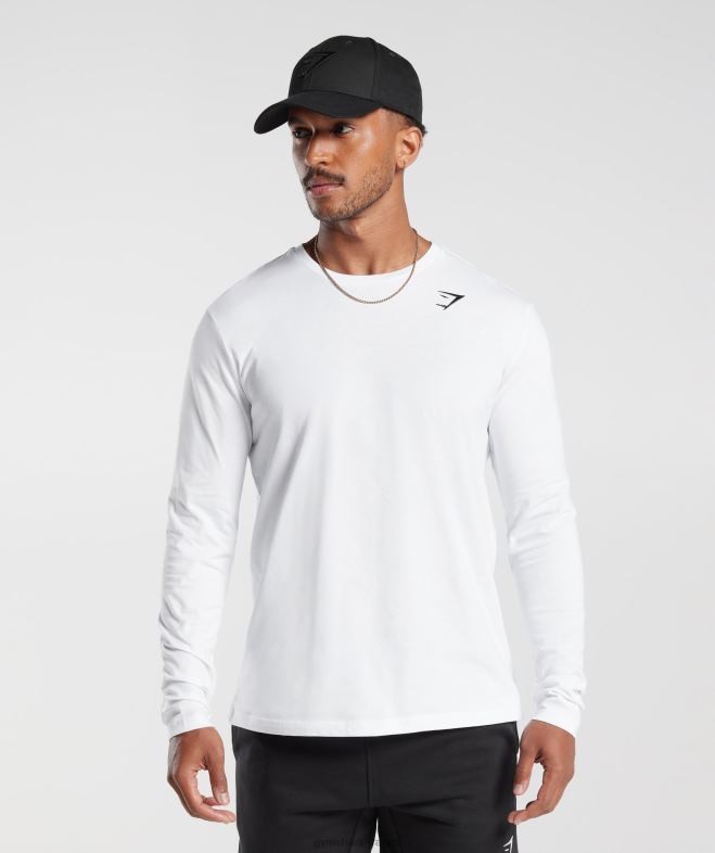 Gymshark t-shirt à manche longue blanc Hommes 6HF28585