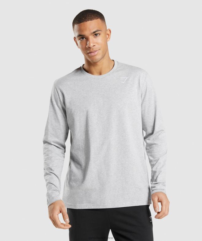 Gymshark t-shirt à manche longue chiné à noyau gris clair Hommes 6HF28727