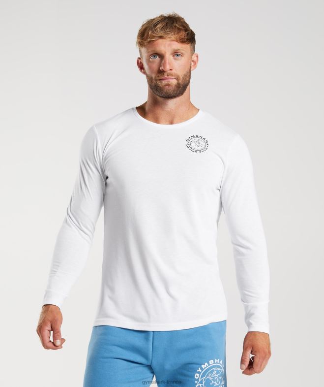 Gymshark t-shirt à manches longues blanc Hommes 6HF28676