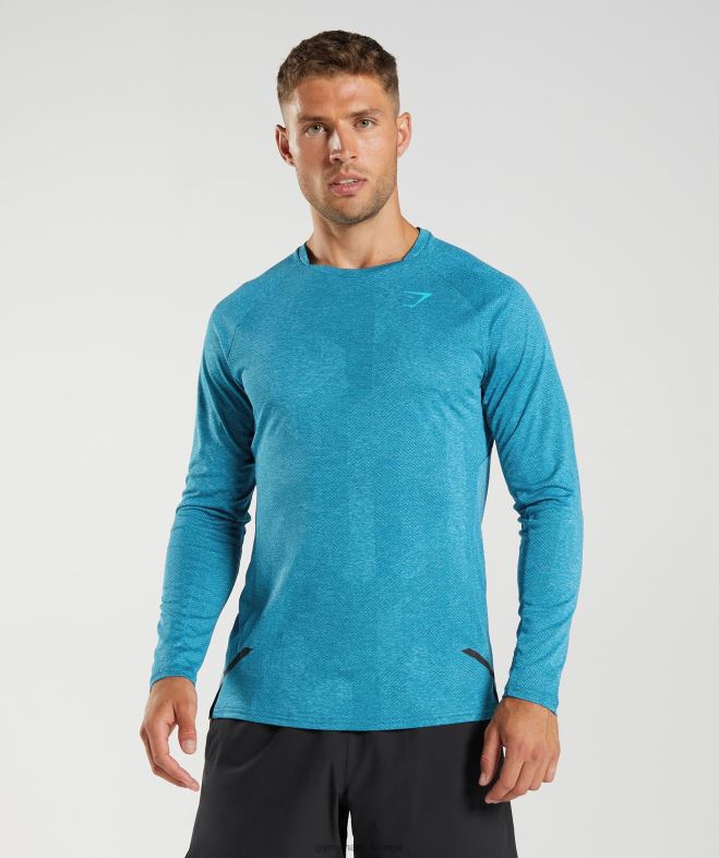 Gymshark t-shirt à manches longues bleu atlantique/bleu requin Hommes 6HF28672
