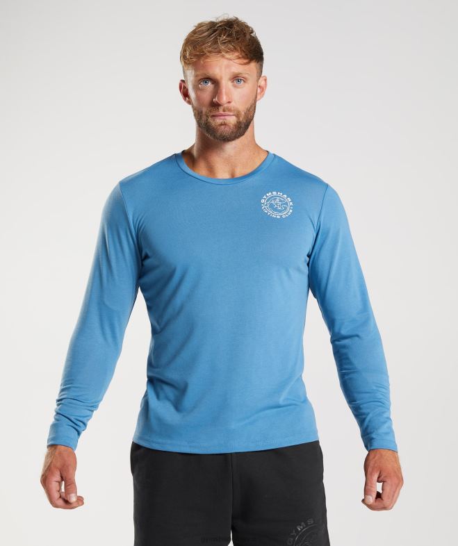 Gymshark t-shirt à manches longues bleu côtier Hommes 6HF28675