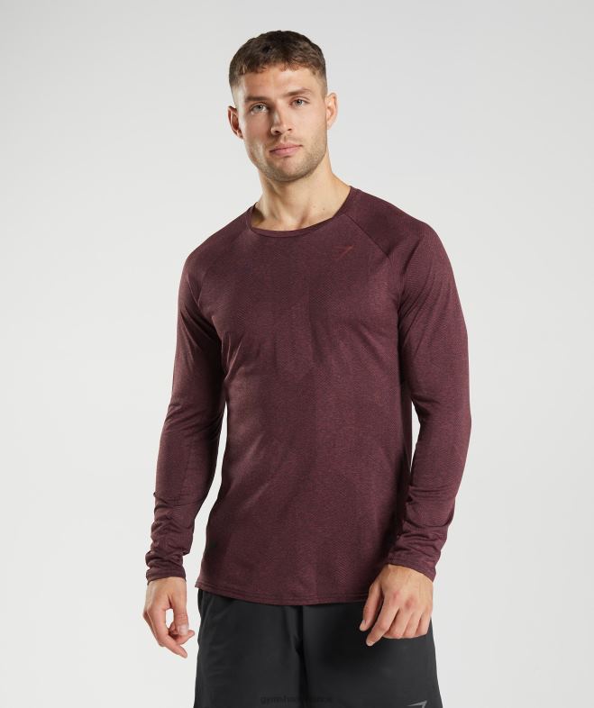 Gymshark t-shirt à manches longues brun cerise Hommes 6HF28687