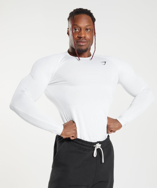 Gymshark t-shirt à manches longues et couche de base element blanc Hommes 6HF28631