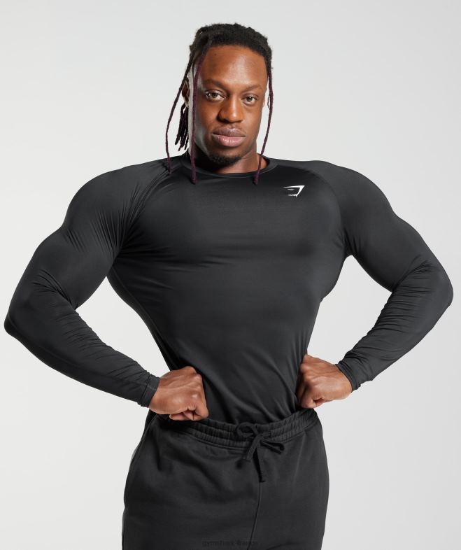 Gymshark t-shirt à manches longues et couche de base element noir Hommes 6HF28671