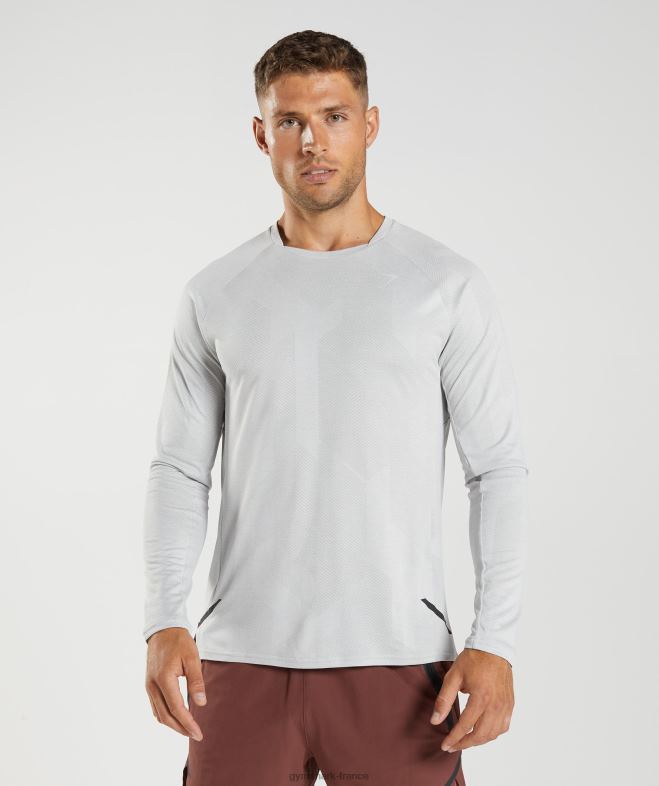 Gymshark t-shirt à manches longues gris clair/blanc Hommes 6HF28613
