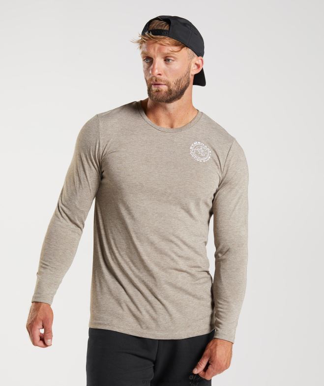 Gymshark t-shirt à manches longues marnes calcaires Hommes 6HF28751