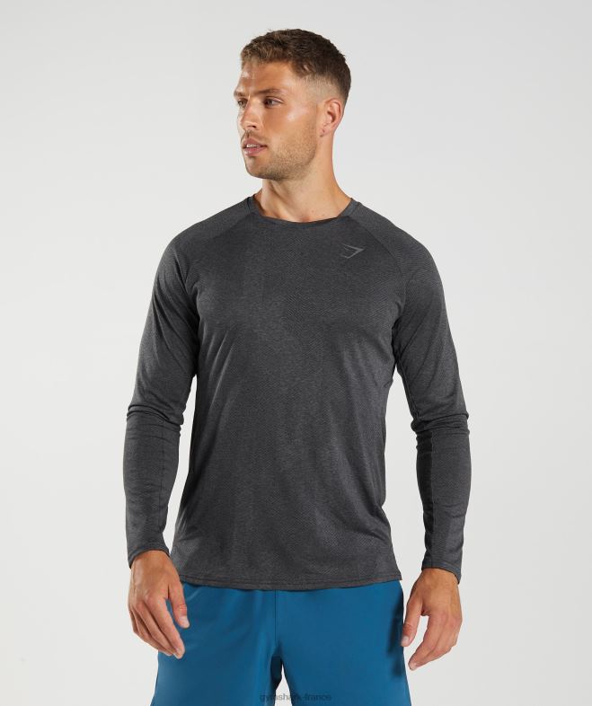 Gymshark t-shirt à manches longues noir/gris silhouette Hommes 6HF28653