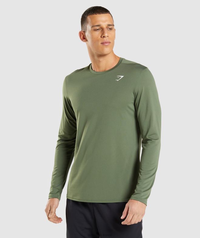 Gymshark t-shirt à manches longues noyau d'olive Hommes 6HF28637