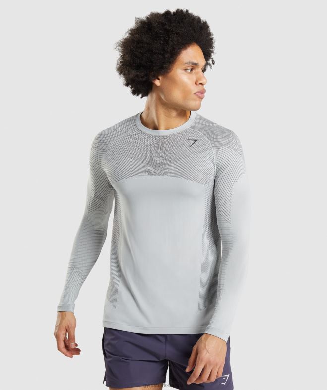 Gymshark t-shirt à manches longues sans couture apex gris clair/gris onyx Hommes 6HF28720