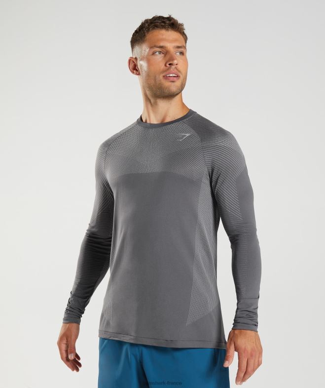 Gymshark t-shirt à manches longues sans couture apex gris silhouette/gris fumé Hommes 6HF28630