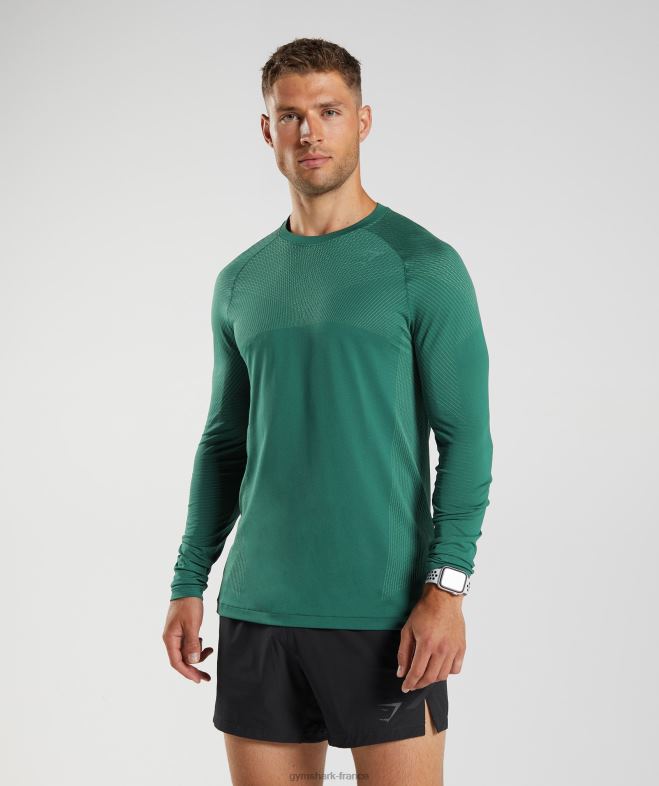 Gymshark t-shirt à manches longues sans couture apex vert forêt/vert hoya Hommes 6HF28699
