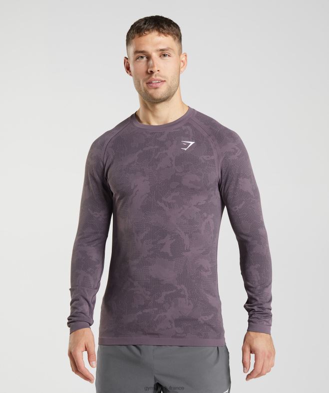Gymshark t-shirt à manches longues sans couture géo musc lilas/noir Hommes 6HF28700