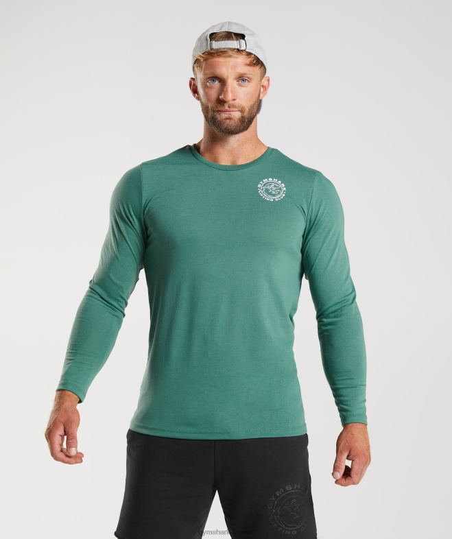 Gymshark t-shirt à manches longues vert hoya Hommes 6HF28643
